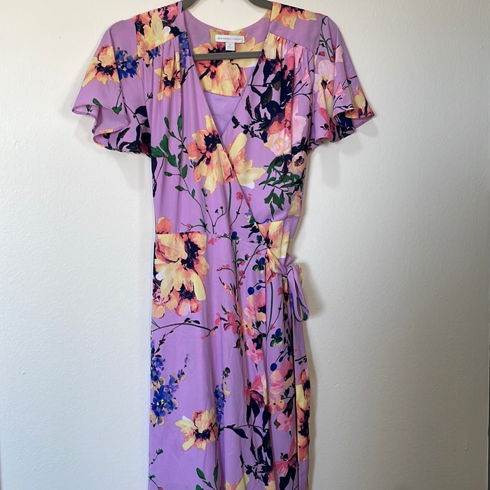 New York & Company Lavender Floral Maxi Dress